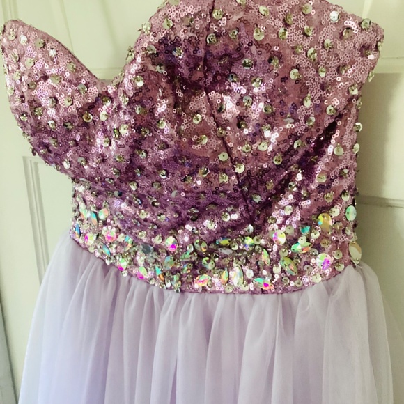 Bailey Bridal Prom Quinceañera Sweetheart Strapless Purple bling tulle ball gown - Picture 5 of 15